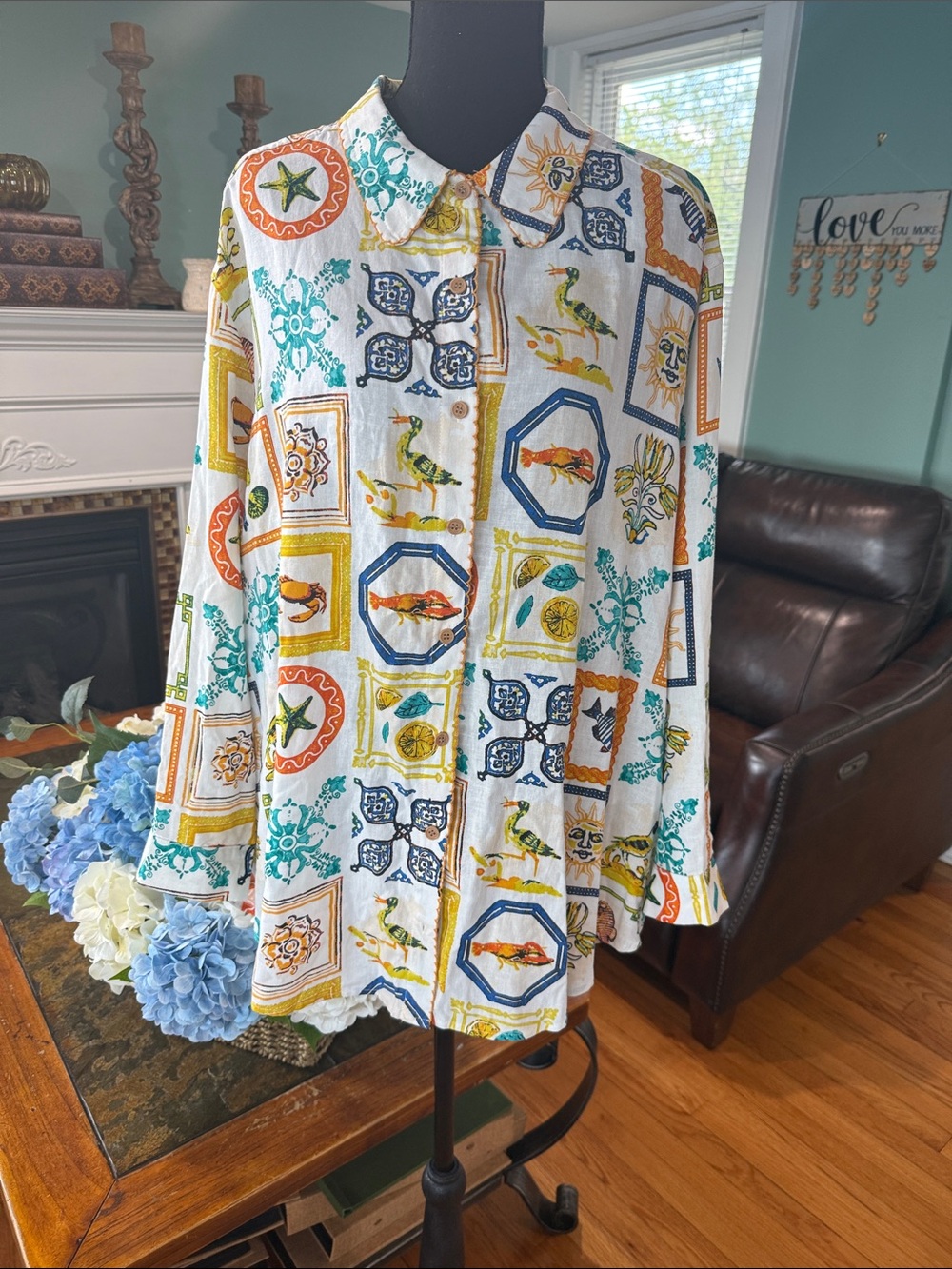 Jane and Delancey Multicolor Nautical Button-Down Shirt